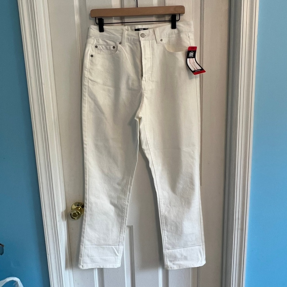 Frye Womens High Rise Straight Leg Cropped Jeans White Denim Size 8/29 NWT